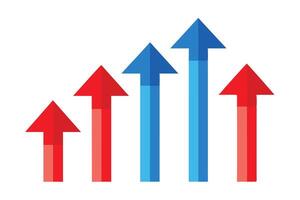 Upward Arrows Group on White Background Red and Blue Success, Progress, Growth vector