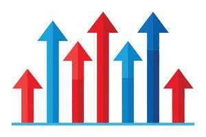 Upward Arrows in Red and Blue Colors Isolated on a White Background vector