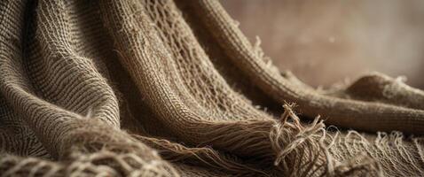 Intricate Handwoven Texture of Natural Fibers for Rustic Bohemian Background. photo