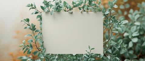 Green Foliage Frame with Blank Space for Text. photo