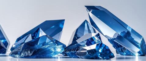 Macro Shot of Stunning Blue Crystals with Sharp Edges and Reflective Surfaces photo