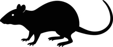 Rat Silhouette Isolated Graphic, Rodent Mammal With Long Tail On White Background vector