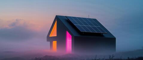A house with solar panels on top of it photo