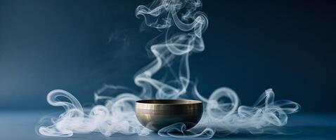 A cup of smoke is sitting on a table photo