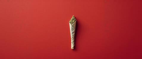 A marijuana leaf on a red background photo