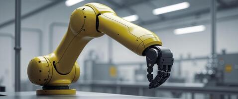 Automation in Industrial Robotics with Yellow Robotic Arm at Work photo