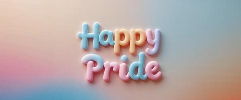Happy Pride Message With A Soft Colorful Gradient Background. photo