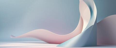 Pastel Color Gradient Abstract Background with Geometric Curved Shapes in Blue Pink and White. photo