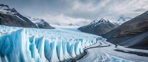 dynamic nature of glaciers representing continuous freezing and thawing processes and their impact on shaping land photo