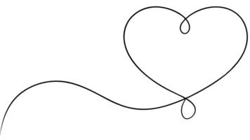 Continuous Line Heart Shape with Swirl on a Transparent Background vector