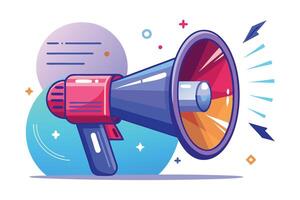 Stylized Megaphone Icon with Decorative Shapes and Bold Color Palette on White vector
