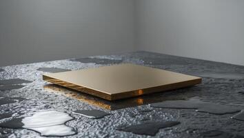 A square shaped object on a table with water photo