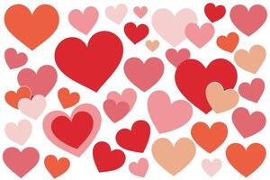 Valentines Hearts Pattern Design, Various Shades of Pink Red Isolated on White Background vector