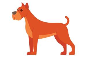 Stylized Orange Dog Standing Alert, Canine Isolated on a White Background vector