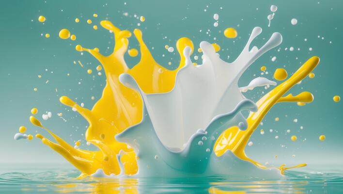 A splash of yellow and white liquid