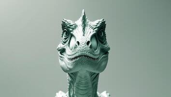 A close up of a dinosaur head with its mouth open photo