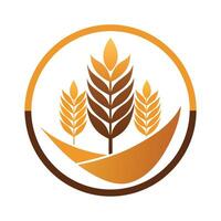 Abstract Wheat Grain Symbol Design with Circle on White Background vector