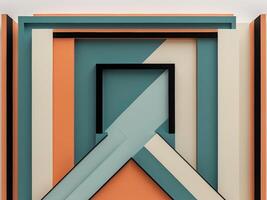 A colorful abstract wall with a door and a triangle photo