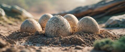 Dinosaur egg fossils discovered in their nest photo