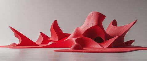 Abstract red textured surface with dynamic forms for creative design. photo