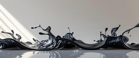 A black liquid splashing on a white surface photo
