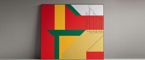 Abstract Geometric Art Piece With Red Yellow And Green Shapes photo