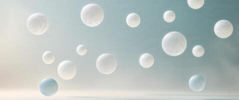 Abstract floating white orbs on a diffuse background for dreamy design. photo