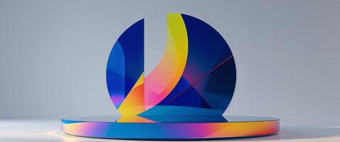 Colorful Circular Podium for Product Display in Modern Abstract Style with Geometric Design photo