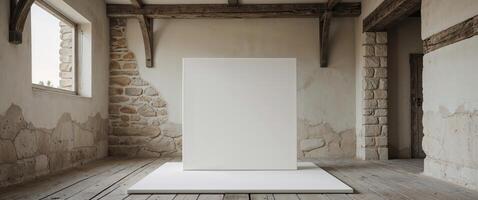 A white square in an empty room photo