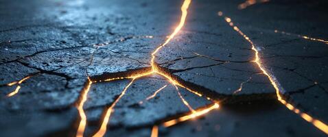 A close up of a crack with lightning photo