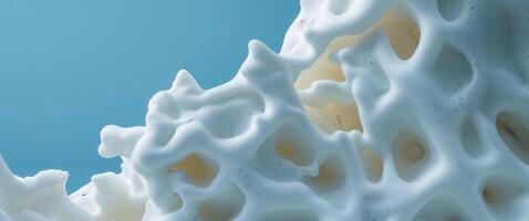 A close up of a white substance that is on the surface photo