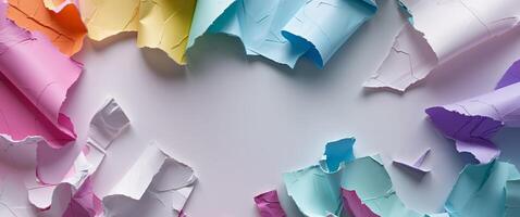 Colorful abstract torn paper background for creative design and branding photo
