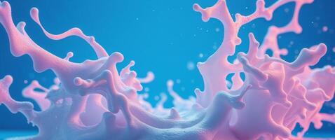 Dynamic foam smears on bright blue background for creative design. photo