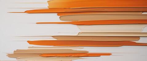 An orange and white painting with paint splatters photo
