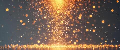 Golden sparkles falling from the sky photo
