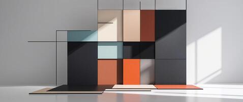 The artwork Abstract Composition of Dark and Light Panels features diverse colors and visuals photo