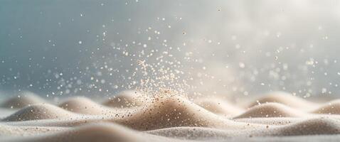 Atmospheric scene of falling sand with dramatic lighting. photo