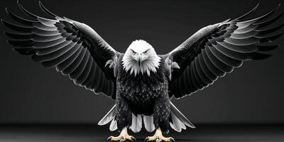 An eagle with its wings spread out on a black background photo