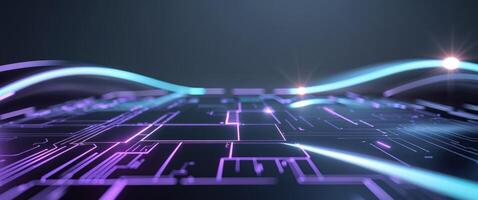 Abstract futuristic technology background with glowing lines photo