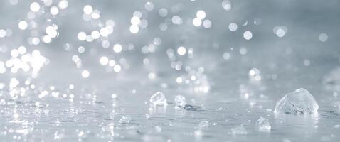 Raindrops on a surface with a white background photo
