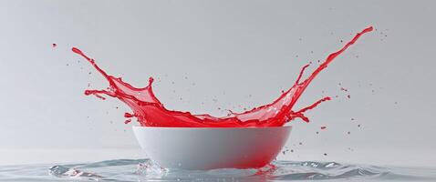 Red liquid splashing into a cup photo
