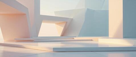 3d rendering of a white room with stairs photo