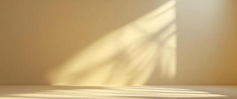 Warm muted yellow and soft light background with abstract shadows for design and decoration photo
