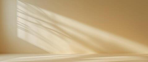 Warm muted yellow and soft light background with abstract shadows for design and decoration. photo