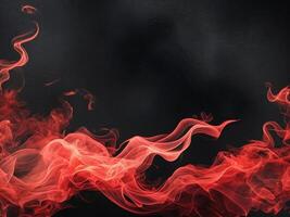 Abstract digital art piece black background It features red smoke flames photo