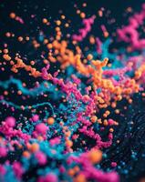 Abstract Colorful Particle Flow in Dark Background photo