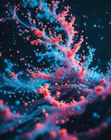 Abstract Colorful Particle Flow in Dark Background. photo