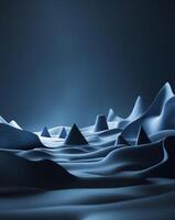3d rendering of a desert landscape with mountains and sand photo