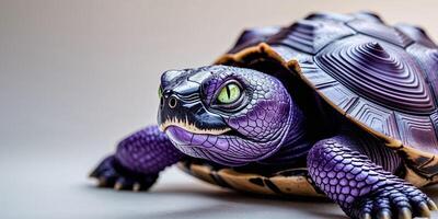 A purple turtle with a dragon face peeking out from under its shell photo