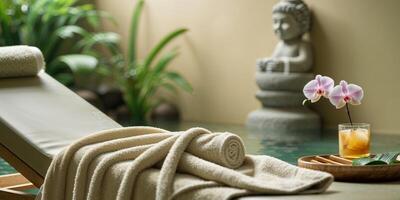 Relaxing moments in a serene spa setting bring feelings of happiness and tranquility photo